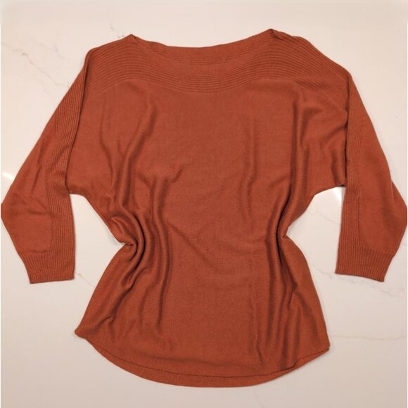 Chico's Cashmere Blend Sz 0 S Sweater Solid Rust Orange Women's Ribbed Pullover - Picture 1 of 10